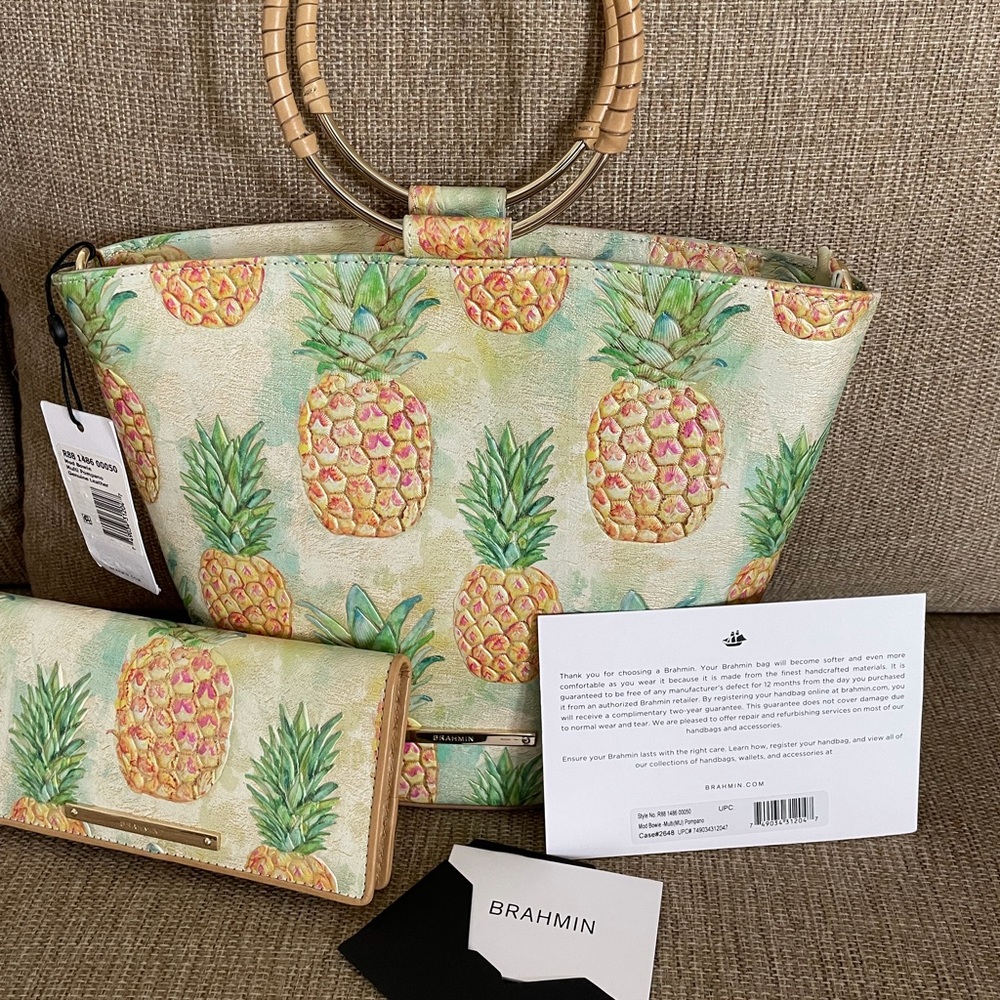 Brahmin NWT Pineapple handbag & matching wallet